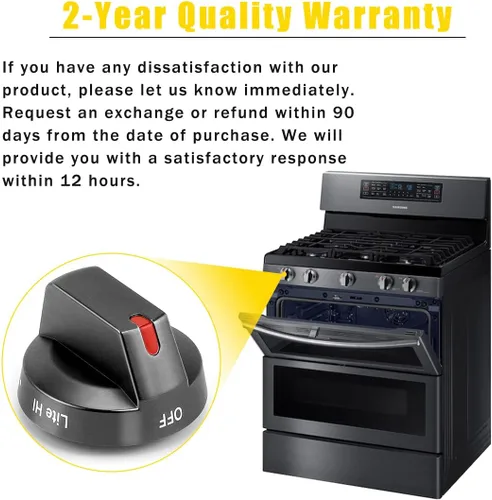 Vista 7 de GTPARTS DG64-00473B Perillas de estufa compatibles con estufa de gas Samsung, reemplazos de horno, quemador de gas, pomos negros con anillo en D
