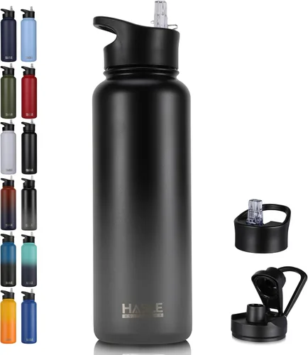Vista 20 de HASLE OUTFITTERS Botella de agua aislada de 22 onzas, botella de agua de acero inoxidable de doble pared de boca ancha con tapa de popote y tapa