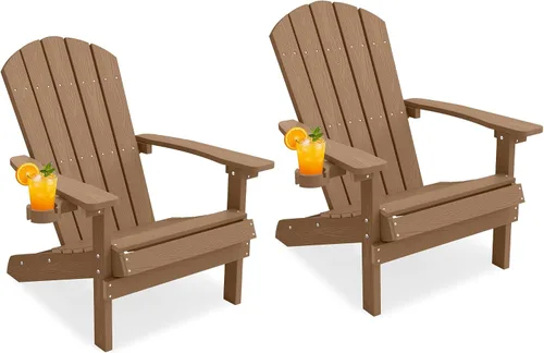 Vista 56 de YEFU Silla Adirondack de plástico resistente a la intemperie, sillas de patio con instalación fácil en 5 pasos, se ve exactamente como madera real