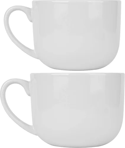 Vista 8 de 50oz gran taza de sopa de cerámica con asas para café, té, helado, cereal (negro)