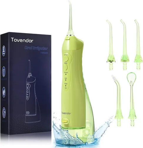 Vista 10 de Hilo dental TOVENDOR eléctrico, para agua, irrigador bucal dental inalámbrico, 3 modos, 3 puntas para higiene familiar