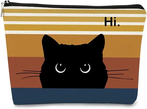 Vista 23 de Regalos de Gatos - Pequeña bolsa de maquillaje, bolsa de cosméticos para amantes de los gatos, bolsa de maquillaje para adolescentes y mujeres, cat 1