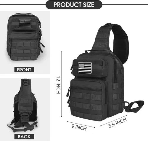 Vista 2 de HAOMUK - Mochila táctica con bandolera militar Rover, mochila al hombro, mochila pequeña EDC, bolsa de pecho cruzada para hombres