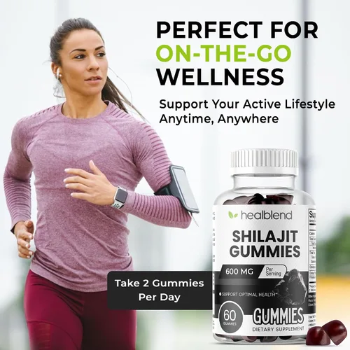 Vista 5 de healblend Gomitas Shilajit orgánicas del Himalaya de 600 mg – Salud óptima, energía e inmunidad para hombres y mujeres, sabor a fruta natural – 60