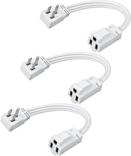 Vista 12 de DEWENWILS Cable de extensión corto de 1 pie, cable de extensión de cabeza plana para interiores con 3 puntas, cable de alimentación de perfil bajo
