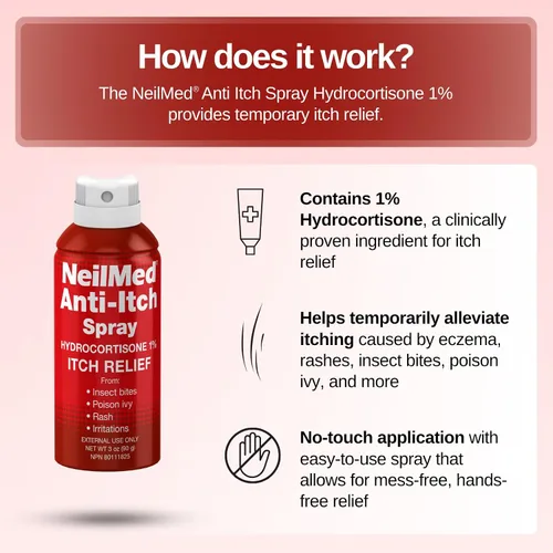 Vista 5 de NeilMed Spray antipicazón (alivio) hidrocortisona 1%, 3 onzas