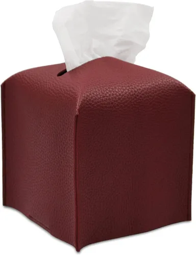 Vista 12 de Livelab Funda para caja de pañuelos, cuadrada, decorativa, de piel sintética, soporte para caja de pañuelos moderna, organizador de papel facial