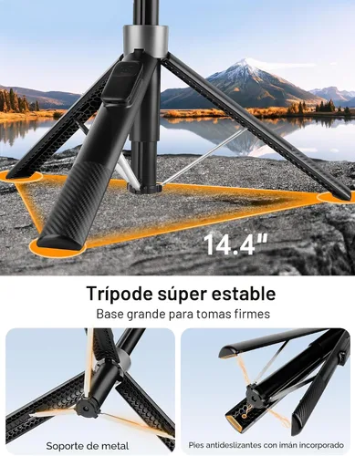 Vista 6 de Trípode magnético para teléfono de 70 pulgadas, trípode para selfie stick para iPhone Magsafe con control remoto recargable y soporte magnético 2
