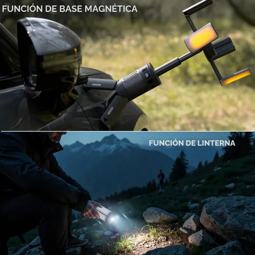 Vista 3 de Luces de camping telescópicas, luces de camping recargables con soporte, linternas de camping plegables de 12000mAh, linternas portátiles con base
