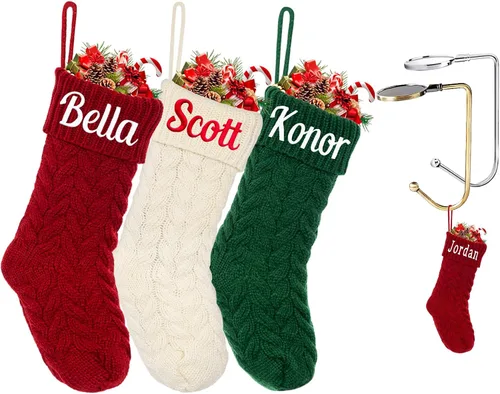 Vista 10 de Calcetines personalizados para mascotas Ulico, calcetines de Navidad personalizados para perros y gatos, calcetines de Navidad grandes bordados
