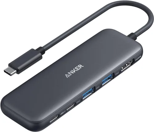 Vista 8 de Anker Hub USB C, divisor USBC a HDMI 5 en 1 con pantalla 4K, 1 puerto USB-C de 5 Gbps alimentado y 2 puertos de datos USB-A 3.0 de 5 Gbps