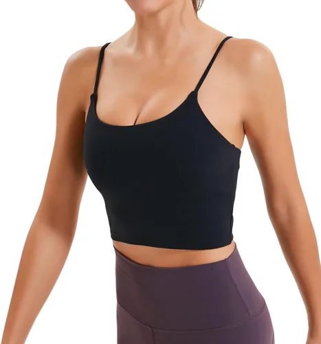 Vista 4 de Nesyd Sujetador deportivo acolchado para mujer, para entrenamiento, yoga, fitness, gimnasio, correr, camiseta sin mangas