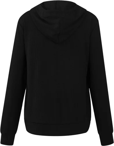 Vista 4 de Sudaderas con cremallera para mujer, de manga larga, casual, holgadas, con bolsillos, sudadera de gran tamaño para mujer