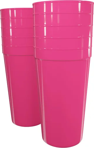 Vista 20 de PartyPrints Paquete de 100 vasos de plástico en blanco reutilizables de 10 a 12 onzas, vasos de estadio a granel, sin BPA, aptos para lavavajillas