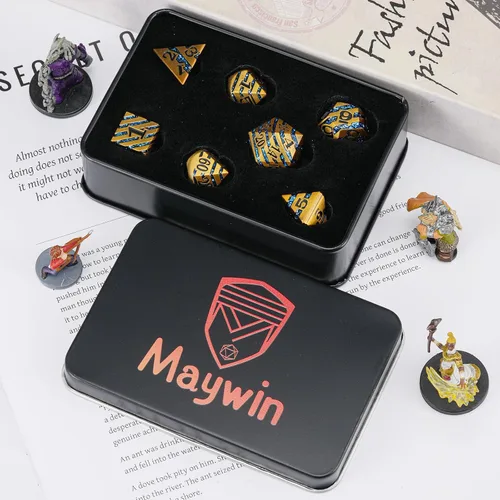 Vista 6 de Juego de dados de metal con incrustaciones de alta calidad, dados DND de aleación de zinc pesado para jugadores de rol serios