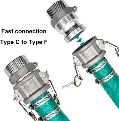 Vista 4 de SAFBY Manguera de descarga de bomba de agua con accesorios de aluminio Camlock A C E F, manguera de drenaje resistente de tres capas para piscina