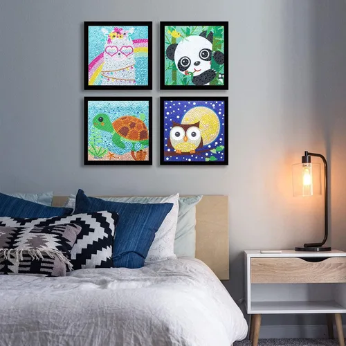 Vista 3 de CHWGLFGG Paquete de 6 kits de pintura de diamantes 5D para niños principiantes, kits de arte de diamantes lindos de taladro completo, arte de gemas
