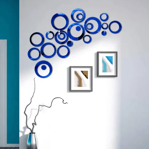 Vista 3 de Calcomanías de espejo, 24 calcomanías redondas de acrílico para decoración de pared, fondo de superficie extraíble, autoadhesivas, decoración