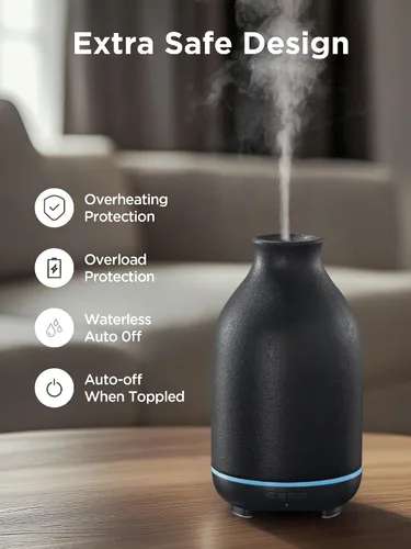 Vista 3 de InnoGear - Difusor de aceite esencial, difusor de piedra cerámica de 150 ml hecho a mano para aromaterapia, humidificador ultrasónico de niebla fría