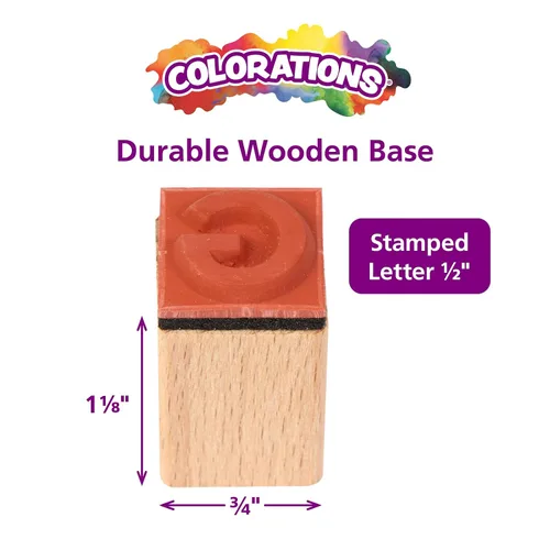 Vista 5 de Colorations® Juego de sellos de goma para niños en mayúsculas y minúsculas, 56 piezas, aprende el alfabeto y la puntuación, sellos ABC, uso escolar