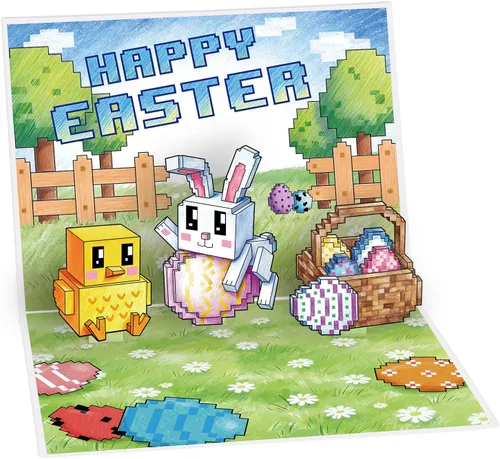 Vista 7 de D4DREAM Tarjeta desplegable de Pascua con sobre, 6 x 8 pulgadas, cesta de huevos de Pascua 3D, tarjeta de felicitación de conejo, ramo de flores