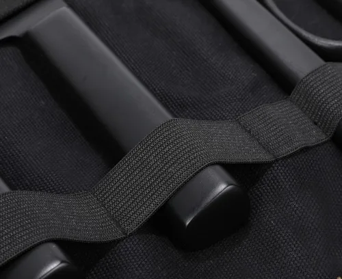 Vista 2 de Lona encerada resistente, estuche multiusos para cuchillos con 5 ranuras, mango duradero, banda elástica (negro)