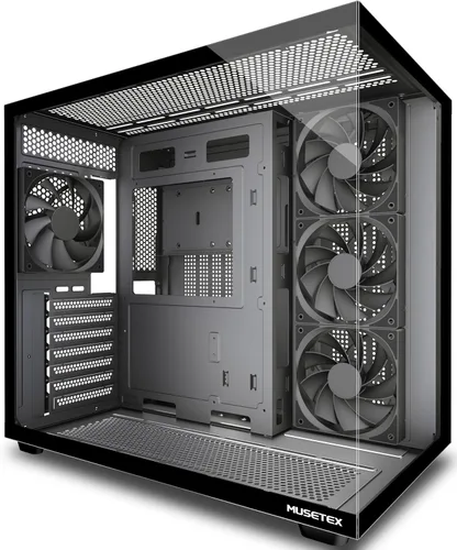 Vista 8 de MUSETEX Caja de PC ATX, 3 x 120mm Ventiladores Preinstalados, Soporte para Radiador de 360MM, Caja de PC para Juegos de Vidrio Templado de Vista
