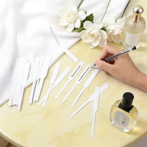 Vista 4 de Perfume Tester Strips, 600 Disposable Essential Oil Test Cards, White Ink Blotter Strip for Diffusing Fragrance
