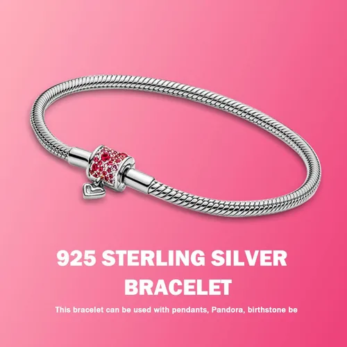 Vista 5 de idudu Snake Charm Bracelet,Chrysanthemum buckle S925 sterling silver Jewelry Snake Chain Bracelet Fit Any Charm Gift for Women Girls
