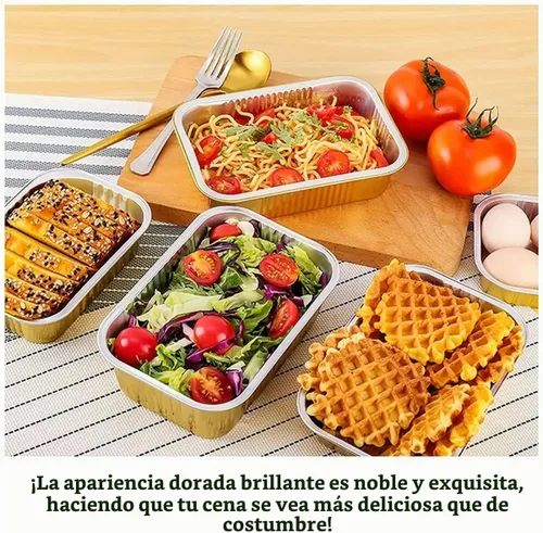 Vista 6 de Sartenes de papel de aluminio de SuiXinCook con tapas, 10 unidades, resistentes, 2 libras, sartén pequeña de papel de aluminio de 8.5"×6