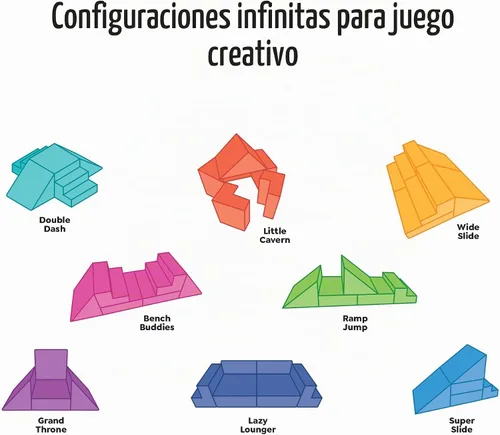Vista 3 de Sofá de Juego para Niños y Pequeños de Yourigami, Juego de Sofás para Sala de Juegos, Diseño Modular Duradero, Gris Montaña