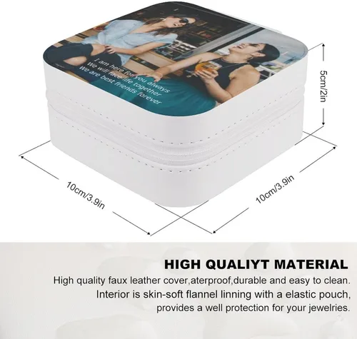 Vista 2 de Joyero personalizado para mujeres, niñas, novia, esposa, regalo ideal, pequeño organizador de joyas de viaje, estuche de viaje personalizado