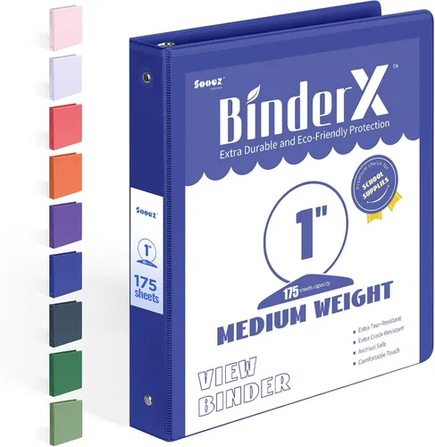 Vista 44 de BinderX - Carpeta de 3 anillos redondos extraduradera de 1 pulgada, se adapta a 175 hojas de papel de 8.5 x 11 pulgadas, cubierta personalizable