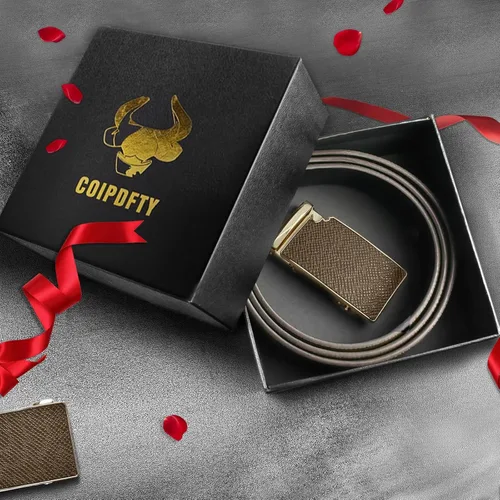 Vista 6 de Cinturones de cuero con trinquete para hombre, cinturón ajustable para jeans casuales