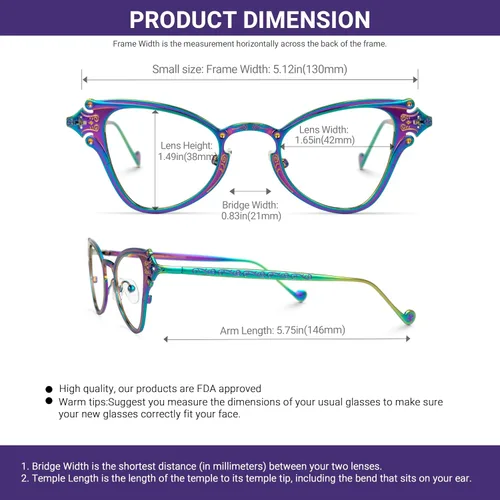 Vista 4 de VOOGLAM Gafas de bloqueo de luz azul ojo de gato con estilo para mujer, antifatiga ocular, gafas UV Chuchin