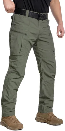 Vista 10 de CARWORNIC Pantalones tácticos ligeros para hombre, pantalones cargo militares Ripstop, resistentes al agua, pantalones de trabajo para senderismo al