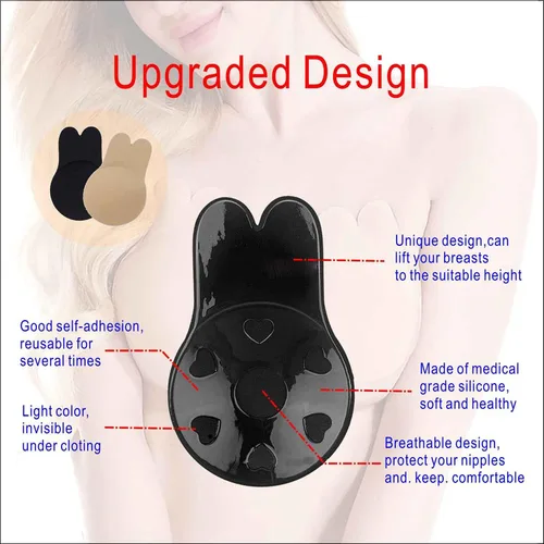 Vista 6 de Adhesive Bra2 Pairs Strapless Sticky Bra, Backless Invisible Reusable Push Up Breast Lift Nipple Covers for Women