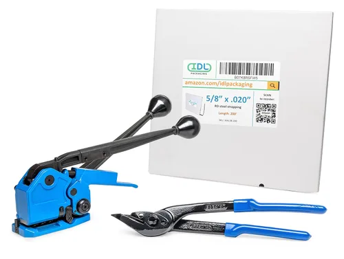 Vista 28 de IDL Packaging Ultimate Kit de flejado de acero de 1/2 pulgada x 200 pies, resistencia a la rotura de 1100 libras - Herramienta de combinación 3