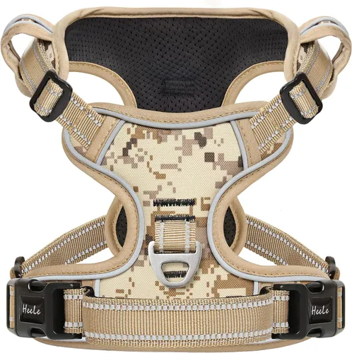 Vista 35 de HEELE Arnés para perro pequeño sin tirones con mango suave, arnés reflectante ajustable, color negro, XS Reflective Front Clip Vest with Control