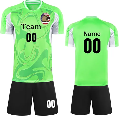Vista 14 de Camisetas de fútbol personalizadas para niños, hombres y mujeres, camiseta y pantalones cortos de fútbol personalizados, uniformes de fútbol