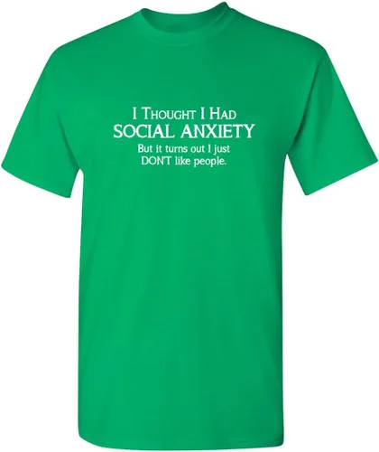 Vista 19 de Camiseta divertida con texto sarcástico en inglés: "Social Anxiety Like People Graphic Novelty" Negro