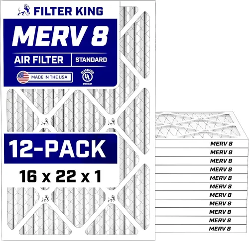 Vista 256 de Filter King Filtro de aire de 5.88 x 12.13 x 1 (MERV 8) (paquete de 12) filtros de horno de CA para control de polvo y alergias, fabricados en EE.