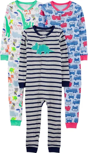 Vista 25 de Simple Joys by Carter's Pijama de algodón sin pies de ajuste cómodo para niños (3 unidades)