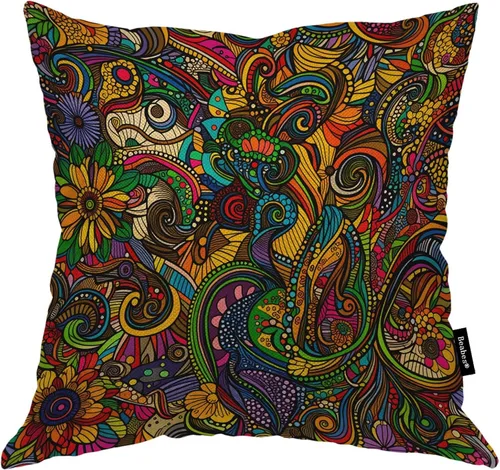 Vista 8 de Fundas de almohada de pintura artística, líneas abstractas amarillas y grises, fundas de almohada suaves, funda de cojín para sala de estar, cama