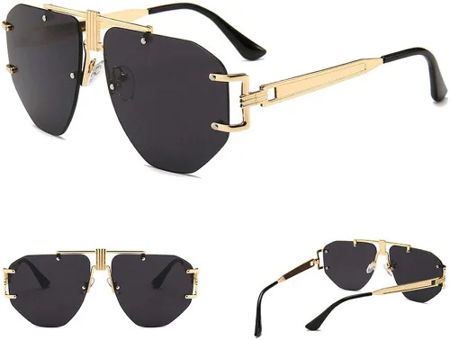 Vista 2 de mincl Gafas de sol con visera retro vintage 2019 de gran tamaño, unisex, a prueba de viento, gafas de sol con marco grande