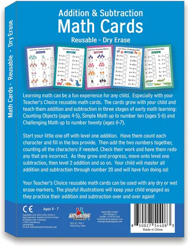 Vista 5 de Tarjetas de matemáticas de suma y resta para edades de 4 a 7 años, tarjetas