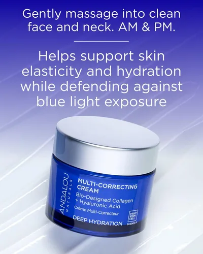 Vista 5 de Andalou Naturals Crema hidratante facial de hidratación profunda, crema multicorrectora, cuidado diario de la piel con ácido hialurónico, colágeno