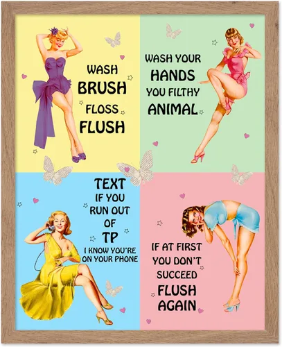 Vista 59 de Poster Master Pin Up Girl Poster - Better Late Than Ugly Print - Butterfly Art - Modern Art - Trendy Art - Gift for Men & Women - Funny Decor for