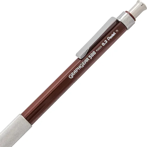 Vista 3 de Pentel Arts GraphGear 500 - Lápiz de dibujo premium, 0.012 in, barril marrón, paquete de 1 (PG523EPABP)