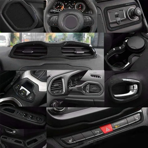 Vista 2 de Juego de 31 piezas de decoración interior de automóvil, accesorios de decoración para Jeep Renegade 2015-2018 (negro)